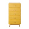 Cómoda vintage com 5 gavetas amarelo-mostarda